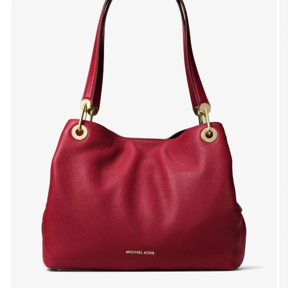 MICHAEL KORS Raven Large Leather Shoulder Bag, burgundy